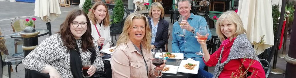 Loving Welsh Food, Sian and friends relaxing in style with fine Welsh wine and food in Cardiff.